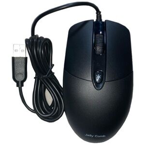 Jelly Comb MS059 Wired Mouse with USB Cable, Right-Handed Black